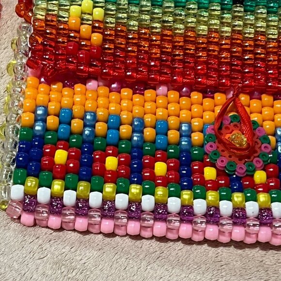 Kandi Beaded purse pocketbook bag pouch or shoulder purse. Fun festival vibes ra - Picture 4 of 11